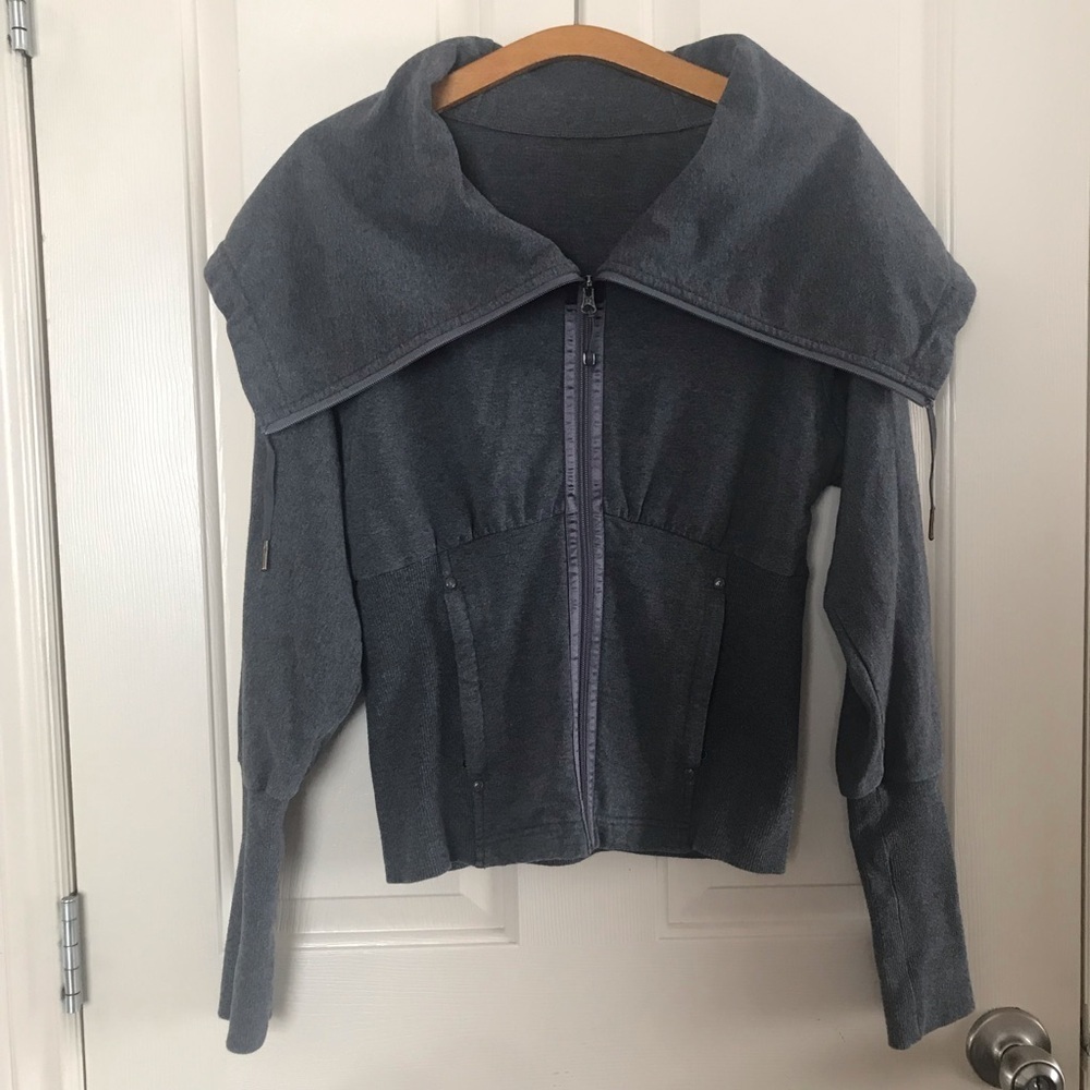 Lululemon Rib Sleeve Corsetry Jacket Cowl-neck Heather Grey Size 6